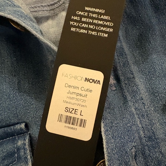 Women's Blue Denim Jumpsuit - Picture 5 of 8